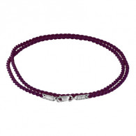 Шёлковый фиолетовый шнурок из серебра 925 пробы с родированием фото