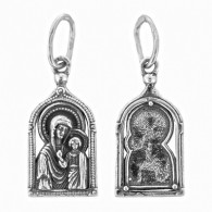 Подвеска "Казанская Богородица" из серебра 925 пробы с чернением фото