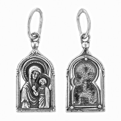 Подвеска "Казанская Богородица" из серебра 925 пробы с чернением фото