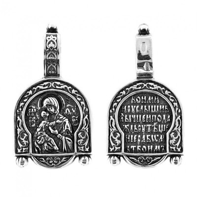 Подвеска "Владимирская Божия Матерь" из серебра 925 пробы с чернением фото