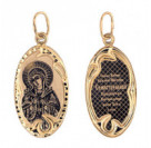 Образ иконы Божией Матери "Семистрельная" из золота 585 пробы