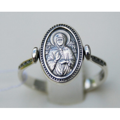 Кольцо "Святая Блаженная Матрона Московская" выполнено из оксидированного серебра 925 пробы фото