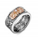 Венчальное кольцо "И будут два одной плотью..." с фианитом из серебра 925 пробы с позолотой
