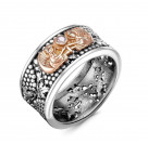 Венчальное кольцо "И будут два одной плотью..." с фианитом из серебра 925 пробы с позолотой