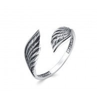 Кольцо "Крылья Ангела" из оксидированного серебра 925 пробы 