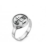 Кольцо с православным символом из серебра 925 пробы фото