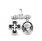 Крест-подвеска "Семистрельная икона Божией Матери" с фианитом из серебра 925 пробы