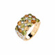 Кольцо с хризолитами, цитринами и бриллиантами из желтого золота 585 пробы