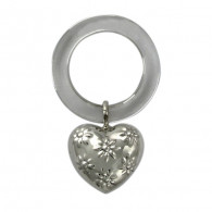 Погремушка "Сердце" из серебра 925 пробы в подарочном футляре фото