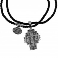 Гайтан с подвеской "Сергий Радонежский Св." из серебра 925 пробы с чернением фото