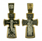 Крест "Распятие Христово. Божия Матерь Смоленская" из серебра 925 пробы с желтой позолотой