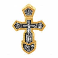 Русский воинский крест из серебра 925 пробы с чернением и позолотой фото