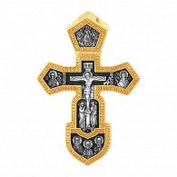 Русский воинский крест из серебра 925 пробы с чернением и позолотой фото