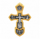 Русский воинский крест из серебра 925 пробы с чернением и позолотой