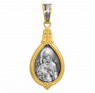 Феодоровская икона Божией Матери. Великомученица Параскева. Образок из серебра 925 пробы позолотой и чернением
