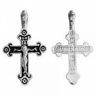 Крест с эмалью из серебра 925 пробы с родиевым покрытием фото