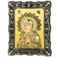 Икона Божией Матери Умягчение злых сердец (Семистрельная), дерево, серебро 925 пробы, 17,5х12,5 см фото