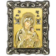 Икона Божьей Матери Неустанная помощь (Страстная), дерево, серебро 925 пробы, 17,5х12,5 см фото