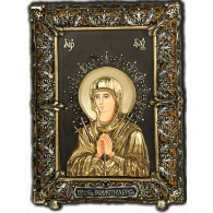 Икона Божьей Матери Неустанная помощь (Страстная), дерево, серебро 925 пробы, 18,0х13,0 см фото