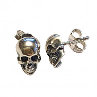 Серебряные серьги пусеты "Адамова голова (черепа)" из серебра 925 пробы с чернением фото