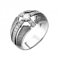 Православное кольцо с вставками из фианита из серебра 925 пробы с чернением фото