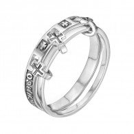 Парное кольцо "День и ночь" из серебра 925 пробы  фото