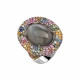 Кольцо с бриллиантами, сапфирами и лунным камнем из белого золота 585 пробы