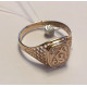 Мужской перстень с молитвой "Господи, спаси и сохрани" с изображением лилии и фианитом Swarovski из золота 585 пробы