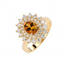 Кольцо с бриллиантами и турмалином из желтого золота 585 пробы