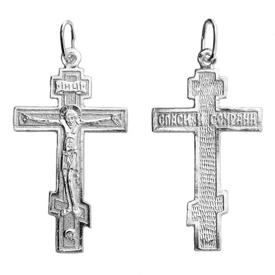 Крест из серебра 925 пробы с родиевым покрытием фото