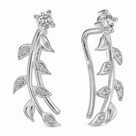 Серьги с фианитами из  серебра 925 пробы с родированием фото