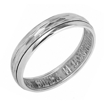 Кольцо "Господи, спаси и сохрани мя" с крутящейся вставкой из серебра 925 пробы фото