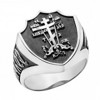 Охранный перстень "Спаси и Сохрани" из серебра 925 пробы с чернением фото