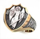 Мужской перстень "Спаси и Сохрани" из серебра 925 пробы с желтой позолотой