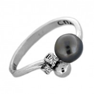 Православное кольцо с жемчугом из серебра 925 пробы фото