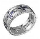 Кольцо "Трисвятое..." с эмалью из серебра 925 пробы с родированием