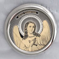 Икона с обсидианом "Ангел Хранитель" из серебра 925 пробы фото