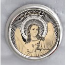 Икона с обсидианом "Ангел Хранитель" из серебра 925 пробы