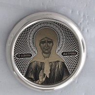 Икона с обсидианом "Святая Матрона" из серебра 925 пробы фото