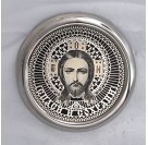 Дорожная икона с обсидианом "Вседержитель" из серебра 925 пробы