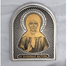 Дорожная икона с обсидианом "Святая Матрона" из серебра 925 пробы