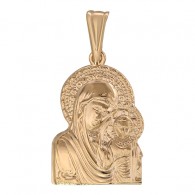 Нательная икона Божьей Матери "Казанская" из красного золота 585 пробы фото