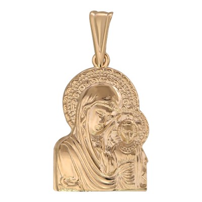 Нательная икона Божьей Матери "Казанская" из красного золота 585 пробы фото