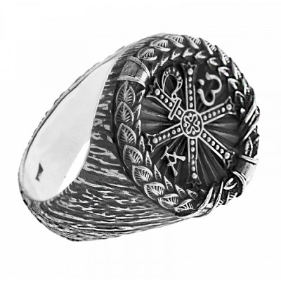 Кольцо "Хризма" из серебра 925 пробы с чернением фото