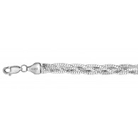 Браслет из серебра 925 пробы с родированием, плетение Париджина косичка из 5-ти цепочек с алмазной гранью фото