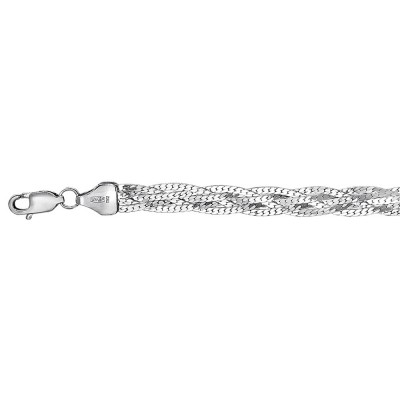 Браслет из серебра 925 пробы с родированием, плетение Париджина косичка из 5-ти цепочек с алмазной гранью фото