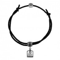 Текстильный браслет "Ангел-Хранитель" с фианитом из серебра 925 пробы с чернением фото
