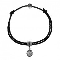 Текстильный браслет "Казанская Богородица" из серебра 925 пробы с чернением фото
