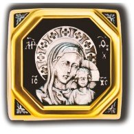 Бусина "Казанская икона Божией Матери" из серебра 925 пробы с позолотой фото