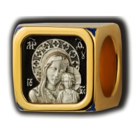 Бусина "Казанская Икона Божией Матери" с эмалью из серебра 925 пробы с позолотой фото